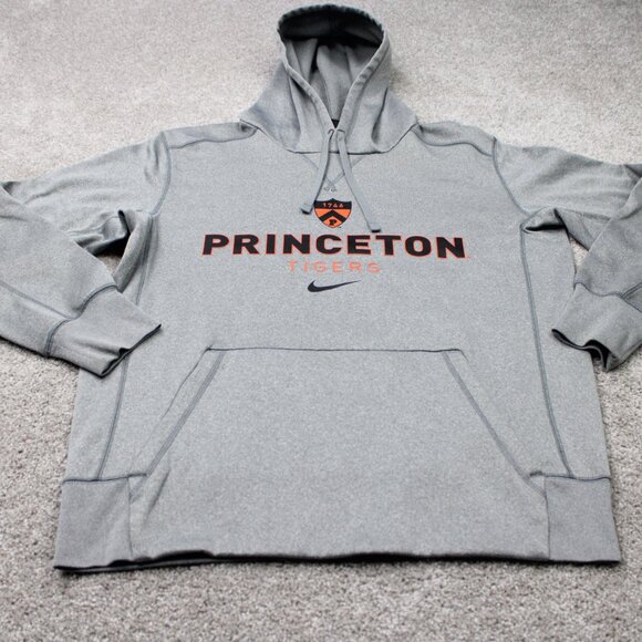 Nike Princeton Tigers Hoodie Men Medium Gray Dri-Fit Polyester Hooded Sweatshirt - Picture 2 of 13
